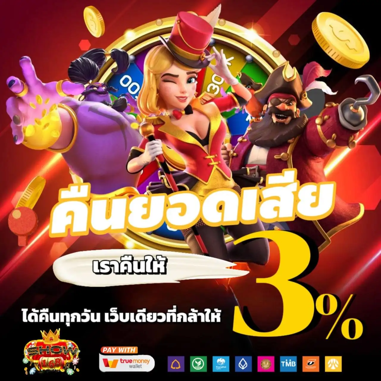 SHOW168 สล็อตคุณภาพสูง เล่นลื่นไหล ไม่มีสะดุด โบนัสคุ้มค่า